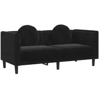 vidaXL Sofa mit Kissen 2-Sitzer Schwarz Samt