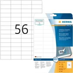 HERMA Ablösbare Etiketten 52,5 x 21,2 mm, 1.400 Etiketten, weiß, matt, haftend