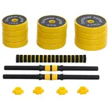 Homcom Hantelset 2-in-1 Langhantel 25 kg Gelb/Schwarz