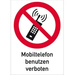 Schild Eingeschaltete Mobiltelefone verb. ISO 7010, Kombischild, Kunststoff, 210x297 mm