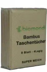 biomondi Bambus Taschentücher, 4-lagig 150639010000 , 1 Packung = 12 Päckchen à 8 Stück