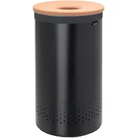 Brabantia Wäschebox mit Korkdeckel, Schwarz, 60 L