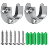 Rundrohr-Halterung für Schrankrohr-Stange,2 Stück Kleiderschrank Kleiderstange Spurstangenkopf Silber Ton mit Schrauben, U-Form (25mm)