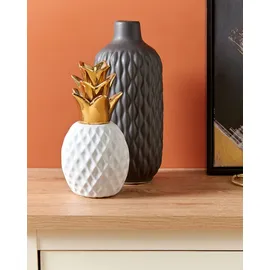 Beliani Dekofigur Ananas TYANA Keramik Weiß