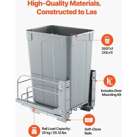 Vevor ausziehbarer Mülleimer 35 Qt Schwarz
