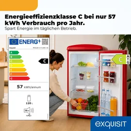Exquisit Retro RKS120-V-H-160C Vollraumkühlschrank (122 l, 895 mm hoch, Rot)