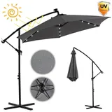 MuCoLa Kurbelschirm 350 cm Ampelschirm LED Gartenschirm Marktschirm Strandschirm 3,5 Meter Aufklappbar