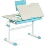 Costway Kinderschreibtisch Höhenverstellbar, Schülerschreibtisch mit neigbarer Tischplatte, Bücherständer, Schublade & Messlineal, ergonomische... - Rosa