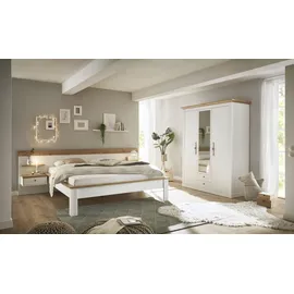 Home Affaire Schlafzimmer-Set HOME AFFAIRE "Westminster", weiß, B/H: 180cm x 200cm, Schlafzimmermöbel-Sets, beinhaltet 1 Bett, Kleiderschrank 3-türig und 2 Wandpaneele