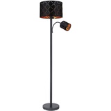 Stehleuchte mit Leselampe Stehlampe Wohnzimmer Stehleuchte Leseleuchte schwarz gold, App Steuerung dimmbar, 1x 8,5W 1x 4,8W, DxH 35 x 162 cm