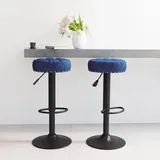 vidaXL Barhocker 2 Stk. Blau Samt