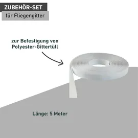 WINDHAGER Insektenschutz Plus Fliegengitter Klettband selbstklebend, Flauschband, Klettverschluss Fliegengitter, Befestigungsband, 5m, 03472, Weiss