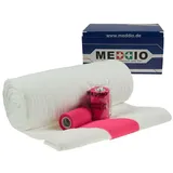 maDDma Mullwatterolle 40x500cm + 12 Haftbandagen 10cm neonpink selbsthaftende Bandage Watte