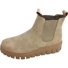 Marco Tozzi Damen Chelsea Boots zum Schlupfen Plateau, Braun Taupe für beige, Größe 39 EU