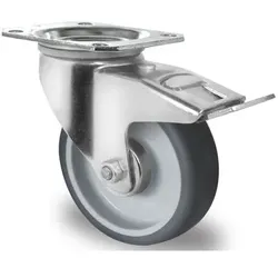 Lenkrolle, ø 100 mm, mit Feststeller, innen PP grau, außen Thermoplast. Elastomer