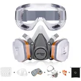 AirGearPro G-500 Atemschutzmaske mit A1P2 Filter, Gasmaske Staubfilter und Schutzbrille, Staubmaske für Lackieren, Arbeiten, Schleifen, Feinstaub