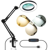 LabTEC LED Lupenleuchte, Lupe mit Licht, Tischlampe mit 5X Lupe, Dimmbare, 3 Farbmodi,12W 1200LM, 10 Helligkeitsstufen, Lupenlampe für Basteln, Lesen, Reparieren, Naharbeit