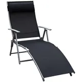 Outsunny Gartenliege 180 x 63,5 x 65 cm schwarz klappbar