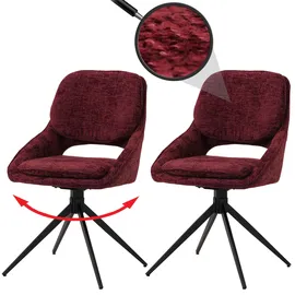 MCW 2er-Set Esszimmerstuhl MCW-N73, Küchenstuhl, drehbar Auto-Return, Stoff/Textil Chenille (490g/m2) Öko-Tex ~ bordeaux