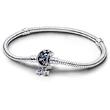 Pandora Moments Schlangen-Gliederarmband mit Funkelndem Mond-Verschluss aus Sterling Silber, Funkelnder Mond, 21 cm