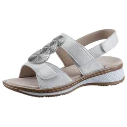 Sandale ARA "HAWAII", Damen, Gr. 40, weiß, Veloursleder, metallic, klassisch, Schuhe, Sommerschuh, Sandalette, Keilabsatz, in Bequemweite G (= weit)