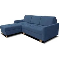 Sonstige Verlage Robin Simi Ecksofa mit Schlaffunktion Bettkasten Verstellbare Rücklehne Sofa L-Form Schlafsofa Freistehende Eckcouch Schlafcouch Wohnzimmermöbel ... - Blau