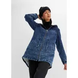 bonprix Jeans-Parka mit Teddyfell, blau, Gr.52, Lässiger Jeans-Parka mit flauschigem Teddyfell gefüttert, 92% Baumwolle