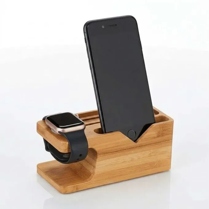 Relaxdays Ladestation Smartphone und Smartwatch Hellbraun