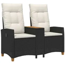 vidaXL Liegebank mit Tisch 126 x 65 x 112 cm Schwarz/Cremeweiß