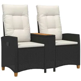 vidaXL Liegebank mit Tisch 126 x 65 x 112 cm Schwarz/Cremeweiß