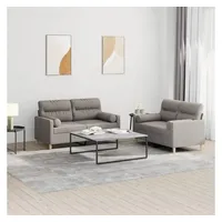 VidaXL 2-tlg. Sofagarnitur mit Kissen Taupe Stoff