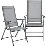 [en.casa] Gartenstühle, Kalamata 2er Set Hellgrau