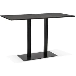 Kadima Design Hochtisch 180x90x100 cm, schwarzem Metallgestell, robuster schwarzer Holzplatte
