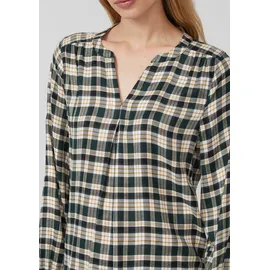 s.Oliver Karo-Bluse mit Faltendetail und elastischen Ärmelbündchen Petrol 42