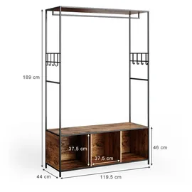 Vicco Kleiderschrank Fyrk 119,5 x 189 x 44 cm Eiche rustikal/Schwarz