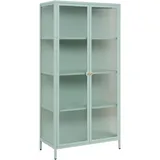 Finori Vitrine Mintgrün, Metall 3 Fächer, 80x160x40 cm Wohnzimmer, Wohnwände, Vitrinenschränke