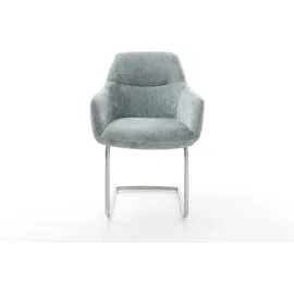 DeLife Freischwinger Pejo-Flex Chenille Pastellblau Freischwinger rund Edelstahl Taschenfederkern,