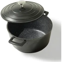 STONELINE® Gourmet Bräter 20 cm mit Deckel, Backofen und Induktion geeignet, Antihaftbeschichtung, schwarz