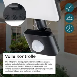 LUXULA LED Außenstrahler Aluminium 20 W 4000 K 2000 lm inkl. Bewegungsmelder schwarz