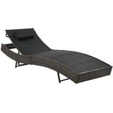 Sonnenliege Poly Rattan und Textilene Braun