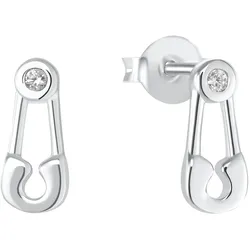 s.Oliver Mädchen Ohrstecker 2033913 Sicherheitsnadel Silber 925/- Zirkonia