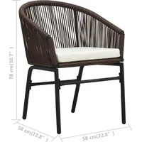 vidaXL Bistro Set mit Kissen PVC Rattan 3-tlg. braun