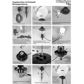 H4L Kugelleuchten Kugellampen Erdspieß Leuchte 2er-Set Ø 20/30cm Außenleuchten 230V - Weiß