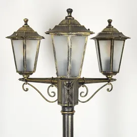 hofstein Wegeleuchte Metall/Glas 3xE27 IP44 ohne Leuchtmittel braun/gold/schwarz