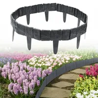 Herrselsam Rasenkante Kunststoff Anthrazit 10M Beetumrandung Mähkante 40 Stücke Randsteine Kunststoff Beeteinfassung Gartenzaun 1 Element (L x H): 25cm x 23cm