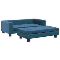 VidaXL Kindersofa mit Hocker Blau 100x50x30 cm Samt