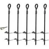 5 Stück Telleranker 37 cm Bodenanker mit Einschraubhilfe Spirale Spiralhering Spiralbodenpfahl mit 2 Spiraltellern Outdoor Hund Erdanker