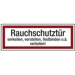 LimarLite Feuerwehrzeichen Textschild »Rauchschutztür verkeilen, verstellen, festbinden o., 21x7.4 cm