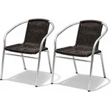 Mojawo Gartenstuhl 57 x 45 x 57 cm grau/schwarz 2 St.