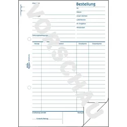 Avery Zweckform Bestellung, A5, 1 Bl. Blaupapier, teilweise gelocht, 1 Durchschlag, 2 x 50 Blatt